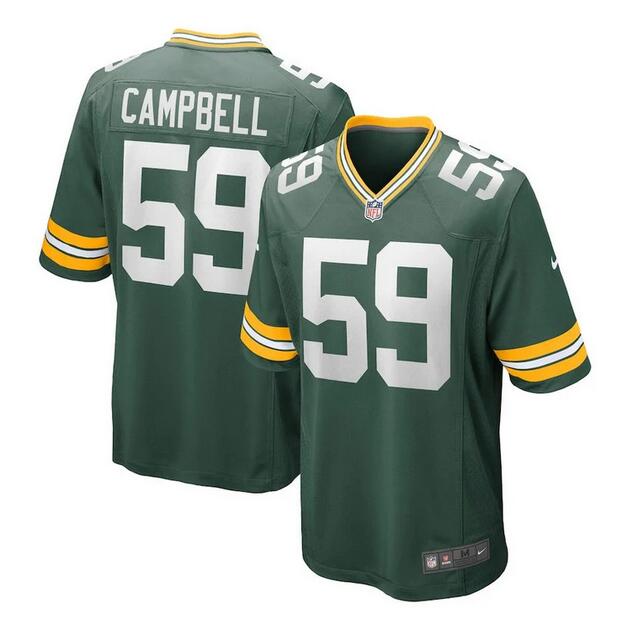 Men's Green Bay Packers #59 De'Vondre Campbell Green Football Stitched Game Jersey